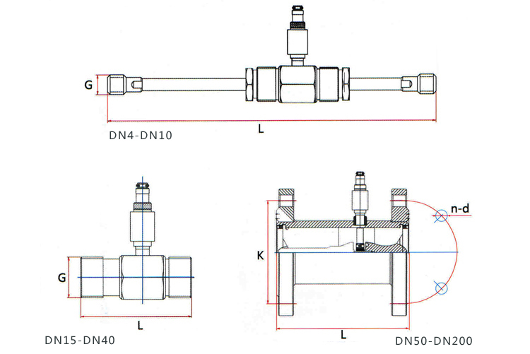 dn20液體渦輪流量計外形尺寸圖